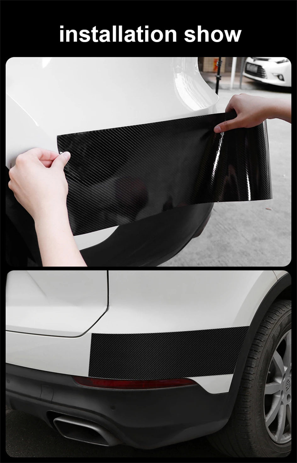 3D Nano Carbon Fiber Car Tape Black Car Door Edge Guards Side Mirror Anti-Scratch Collision Strip Waterproof Protector Film Tape